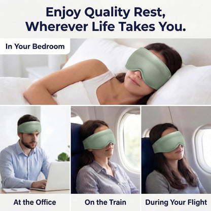FACEMOON 3D Blackout Weighted Eye Mask for Sleep, Airplane Travel Essential | Long flights, road trips, gentle weighted comfort, deep cups, lash-friendly, adjustable strap, daytime naps for men & women