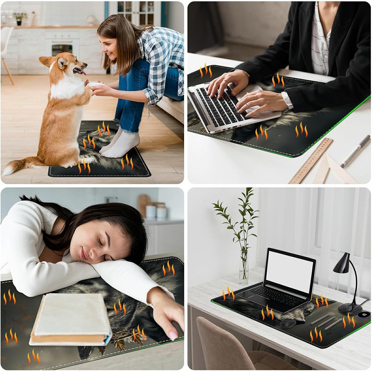 Heated Desk Pad Heated Large Mouse Pad, Electric Quickly Warm Desk Mat with 3 Levels Heating 3 Hours Auto Shut-Off, 31.5" x 13" Warm Gaming Mousepad Hand Foot Warmer, Baby Elephant