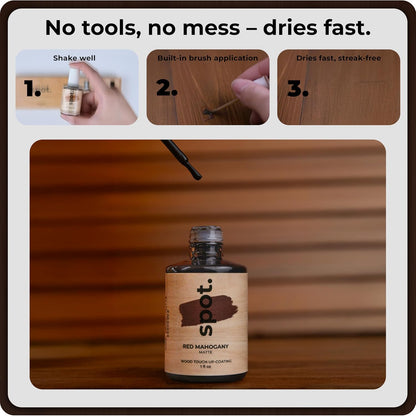 Light Brown Wood Stain Repair Kit, Brush-On Touch-Up Stain Bottles, Golden Oak, Early America, Cherry, Red Oak, Interior and Exterior Wood, 4 fl oz Total by spot.