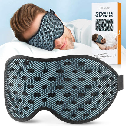 LitBear Breathable Sleep Mask, 3D Eye Mask Sleep for Side Sleepers Women Men