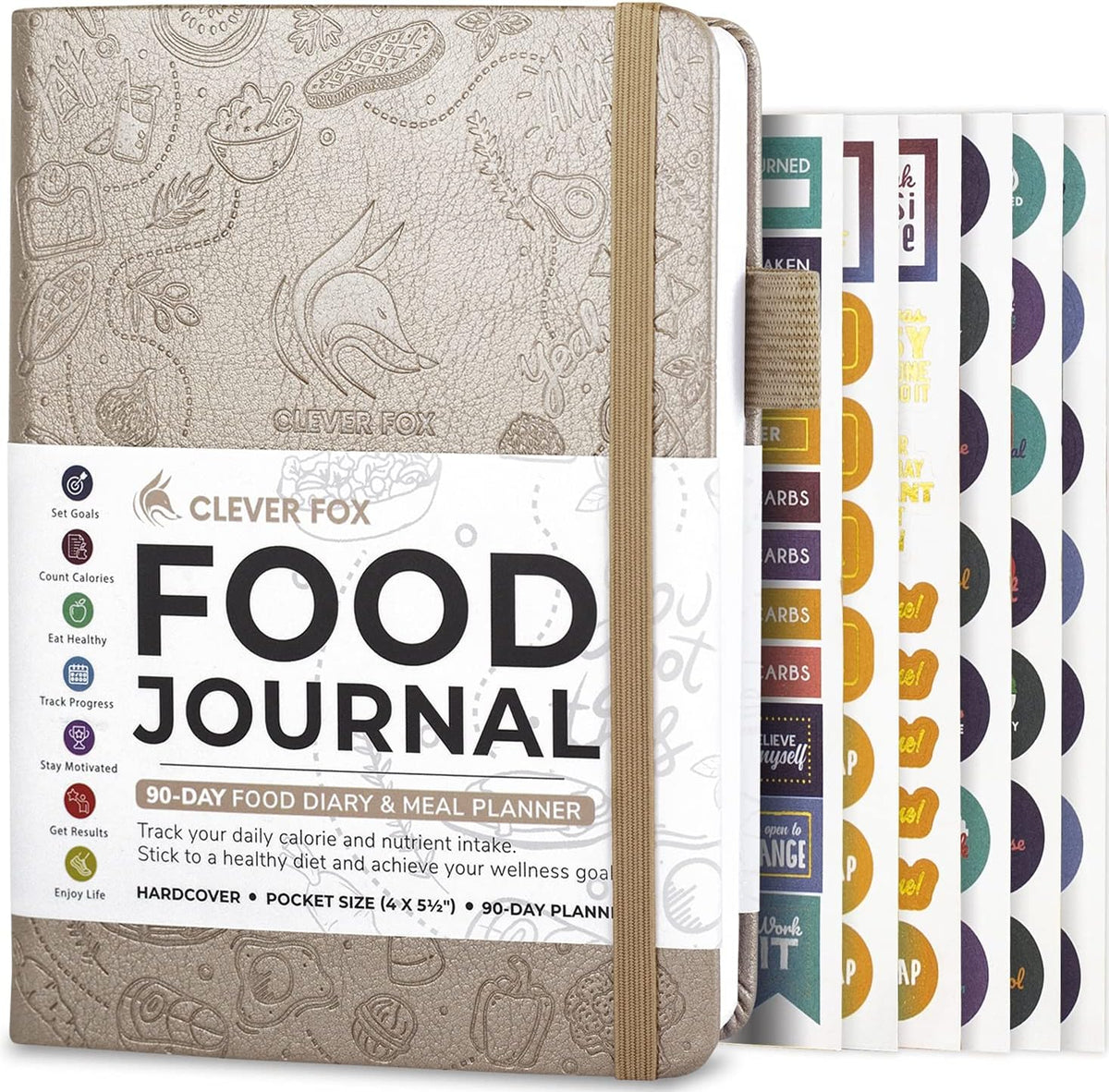 Clever Fox Food Journal for Women & Men, Weight Loss Tracker, Aquamarine