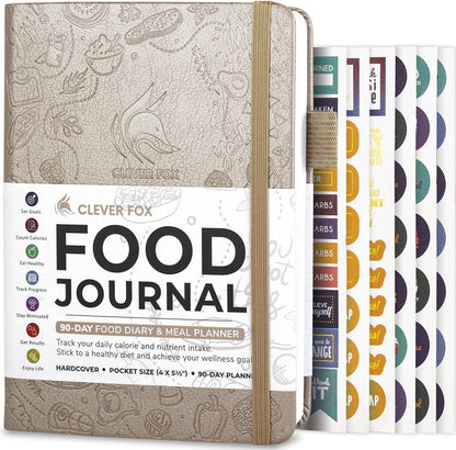Clever Fox Food Journal for Women & Men, Weight Loss Tracker, Aquamarine