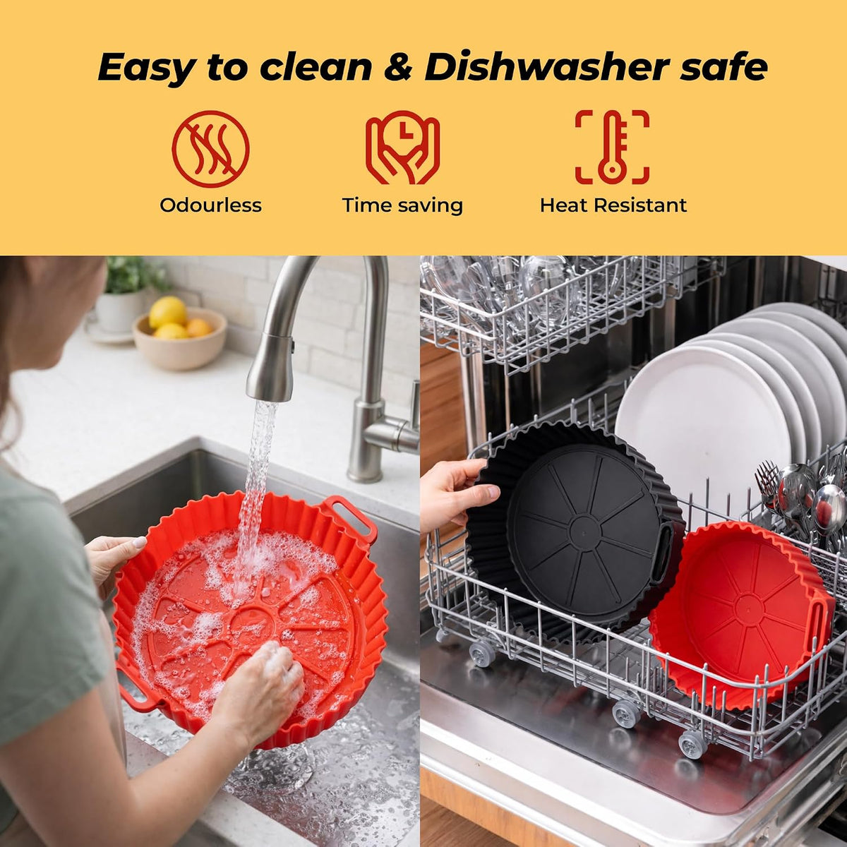 SAMNATE 3pcs Air Fryer Liners reusable - silicone air fryer liners, AirFryer Accessories, Air Fryer Silicone Liner - reusable airfryer liners - air fryer pans - airfryer liners