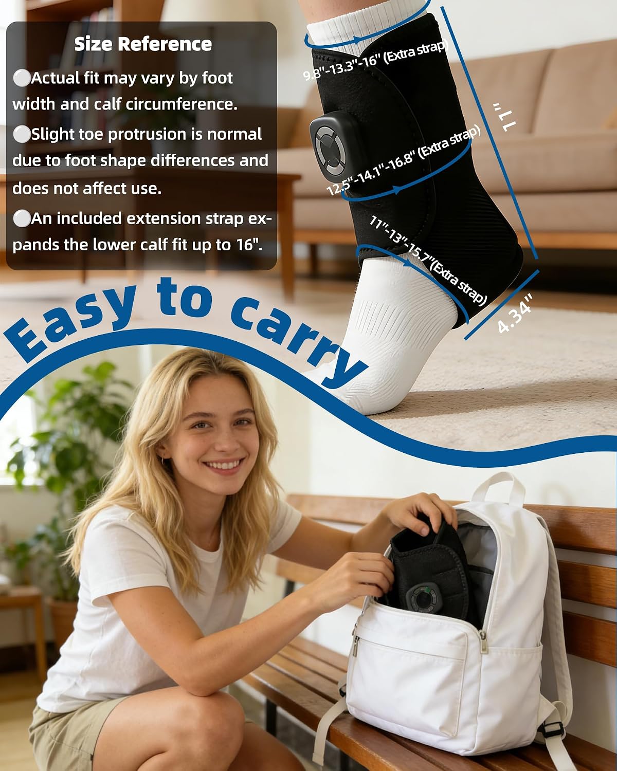 Cordless Air Compression Foot and Ankle Massager with Heat,1Wap | Portable Heat & Vibration Wrap for Tired Feet, Sore Arms & Swollen Ankles; Cordless, Rechargeable Gift for Men and Women