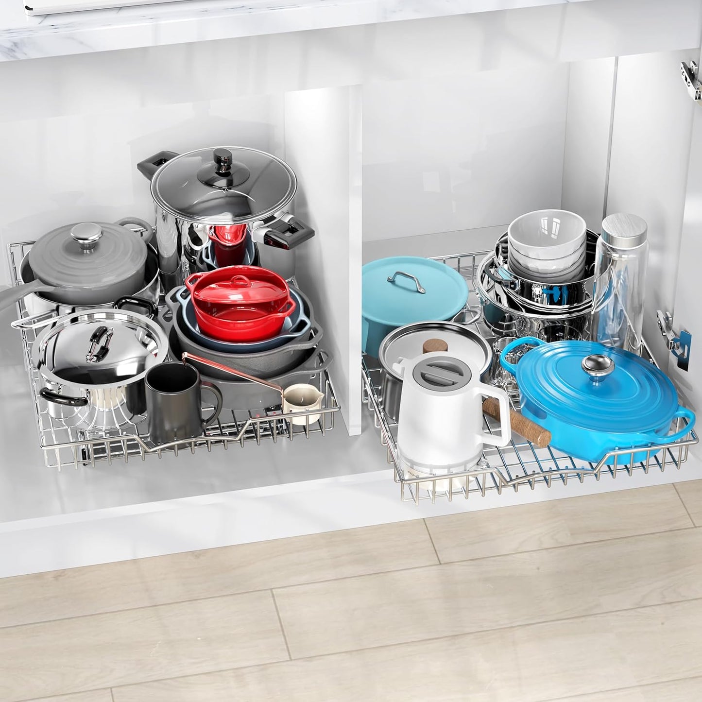 Simple Houseware Under Cabinet Pull Out Sliding Shelf, 21" Dx11 W, Chrome