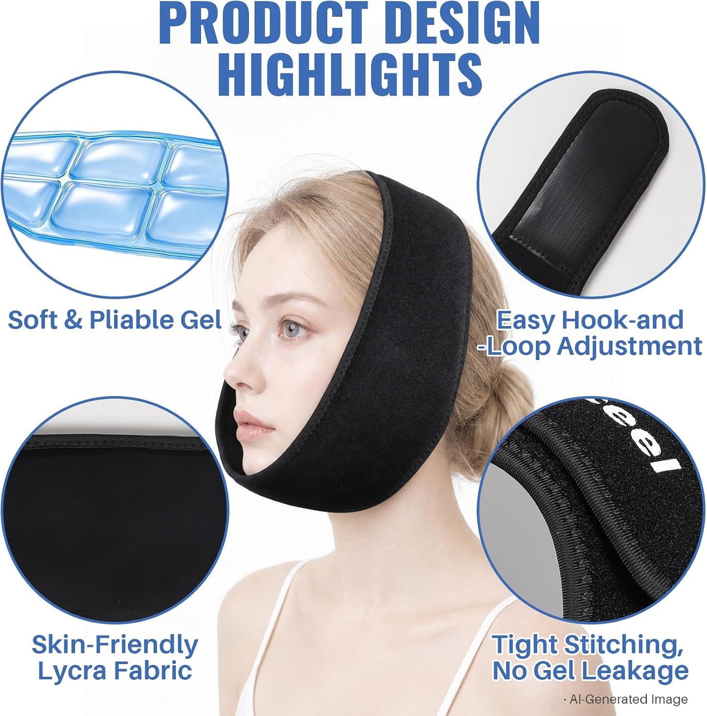 Wisdom Teeth Ice Pack Head Wrap, Jaw Face Ice Pack for Oral Surgery TMJ Relief Tooth Extraction, Reusable Hot & Cold Therapy Pack for Wisdom Teeth Removal Tonsillectomy, Pink