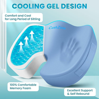 Gel Seat Cushion, Cooling Memory Foam Cushion for Office Chair, Black