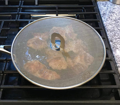 3 Pack Grease Splatter Screen for Frying Pan 9.8,11.5,13 Inch | Grease Splatter Guard Shield with Fold Flat Knob-No Cooking Oil Mess–No Burns–Ultra Fine Mesh Lids-Rust Free Stainless Steel