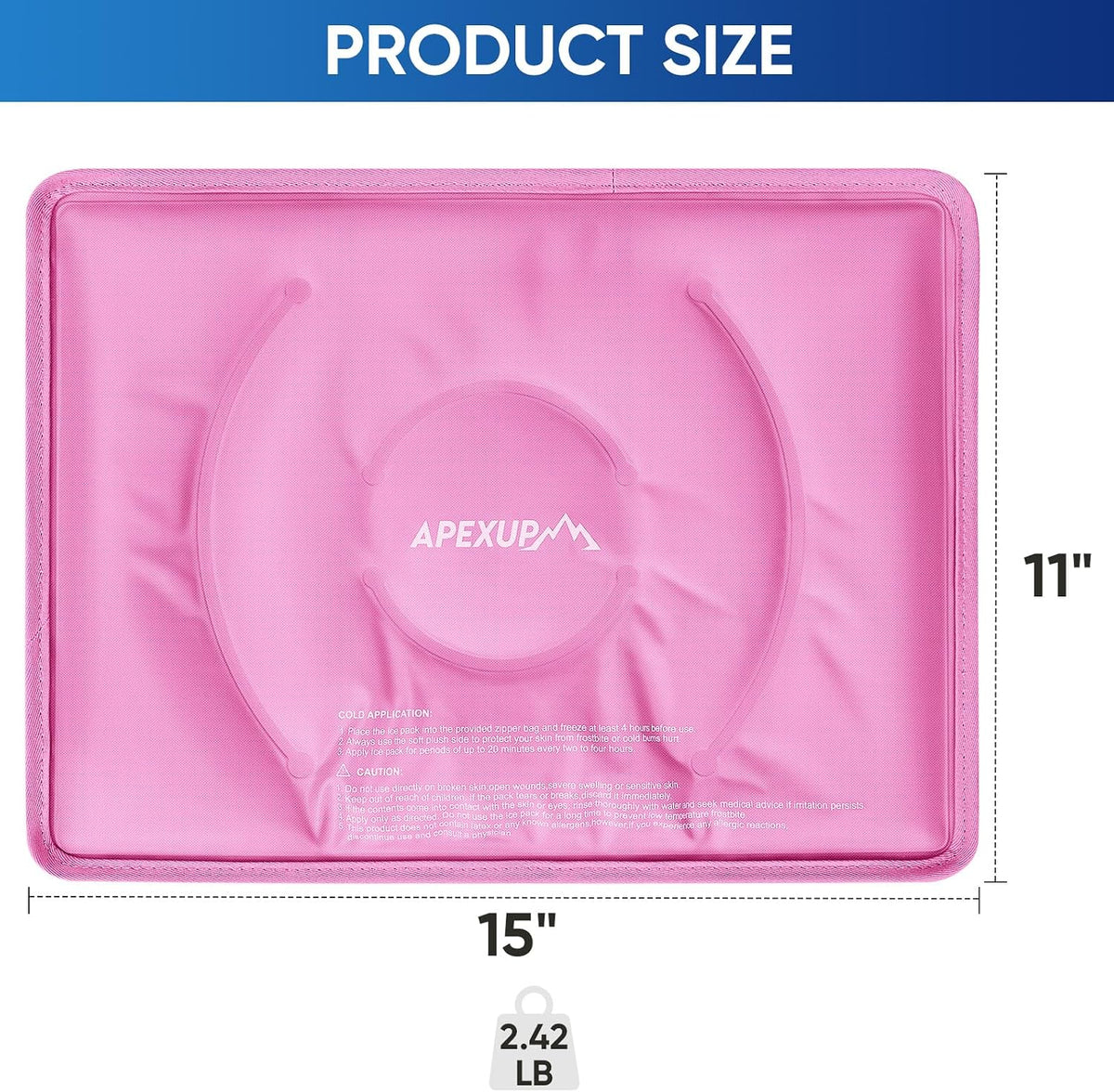 APEXUP Gel Ice Packs for Injuries Reusable, Flexible Double Sided Cold Packs for Injuries, Ice Pack for Knee, Shoulder, Back, Hip, Leg, Arm (Blue, 11.5"x7.5", 1PK)