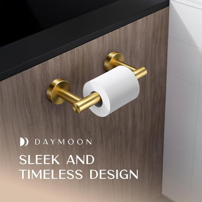 Day Moon™ - Toilet Paper Holder with Shelf - Modern Roll Holder for Bathroom - 1 Pack - Wall Mount - with Storage, Gold
