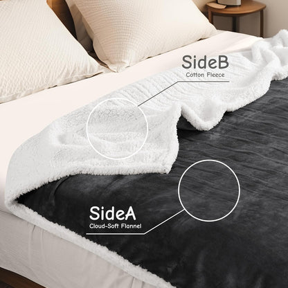 Soypipo Electric Heated Throw Blanket 50"x60", Faux Fur Plush with 4 Heat Settings & 2/4/8/10H Auto Shut-Off, Overheat Protection, Machine Washable, for Office & Chair, Dark Grey
