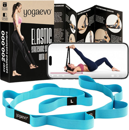 Yogaevo Elastic Stretching Strap With Loops For Physical Therapy