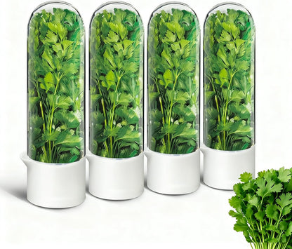 Herb Keeper for Refrigerator, Herb Saver for Refrigerator, Cilantro Container, Vegetable Preservation Bottle for Cilantro, Mint, Parsley, Asparagus, Keeps Greens Fresh for 2-3 Weeks (2PCS)