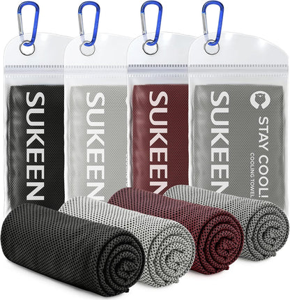 Sukeen 4 Pack Cooling Towels (40"x 12"), Cooling Neck Wraps, Soft Ice Towel