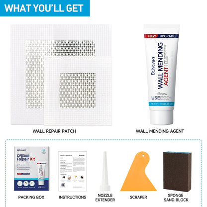 Drywall Repair Kit, 2-Pack Wall Mending Agent, Wall Spackle with Tools | Includes Scraper and Sandpaper. For Wall Surface Hole Fill, Quick And Easy Solution.