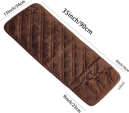 Brilliant Sunshine Burgundy Toile Floral Couch Armrest Cover, 35"×13" | Washable Magazine Holder, Armrest Organizer & Caddy on Sofa, Recliner, Armchair, Storage for Remote Controls, Phone, iPad