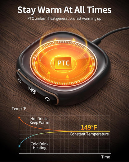 Lerat Coffee Mug Warmer, 3 Temp Settings & Auto Shut Off, Mug Warmer for Desk, Electric Beverage Warmer for Coffee/Tea/Milk in Your Home & Office, Coffee Gifts for Women Men Parents (No Cup)