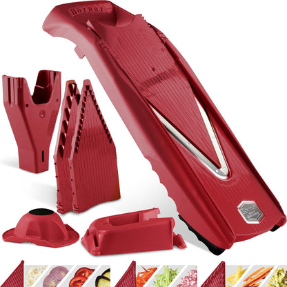 Mandoline Food Slicer Börner V5 (Profi Set) by Reston Lloyd • V-Slicer with 4 Inserts, Docking Station & Food Holder • Made in Germany • Fruit & Vegetable Chopper • Multiple Settings • Color: Lime