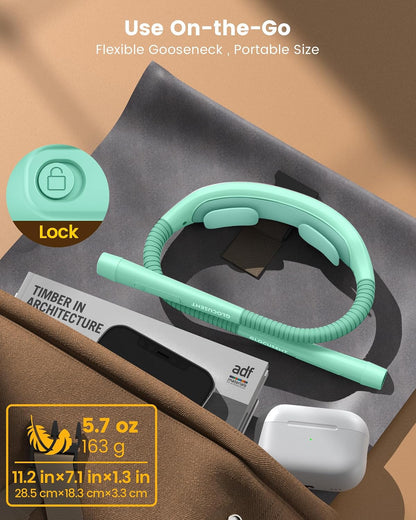 Glocusent Neck Light with Timer, 100 Hours Book Light for Bedtime Reading | Neck Reading Light, 3-Color, 5 Brightness, Bendable, Ergonomic, 1600mAh, Rechargeable, Eye Care, Sleep Aid, Travel Lock, Gift
