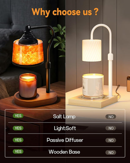 3-in-1 Candle Warmer Lamp with Himalayan Salt & Diffuser