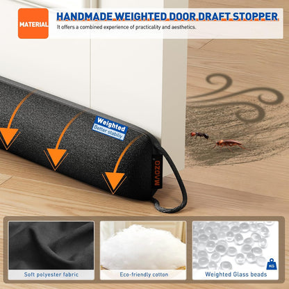 MAGZO Door Draft Stopper 36 Inches, Energy Saving, Gray | Weighted Sound Proofing for Door Draft Blocker, Under Door Gap Filler with Machine Washable Fabric
