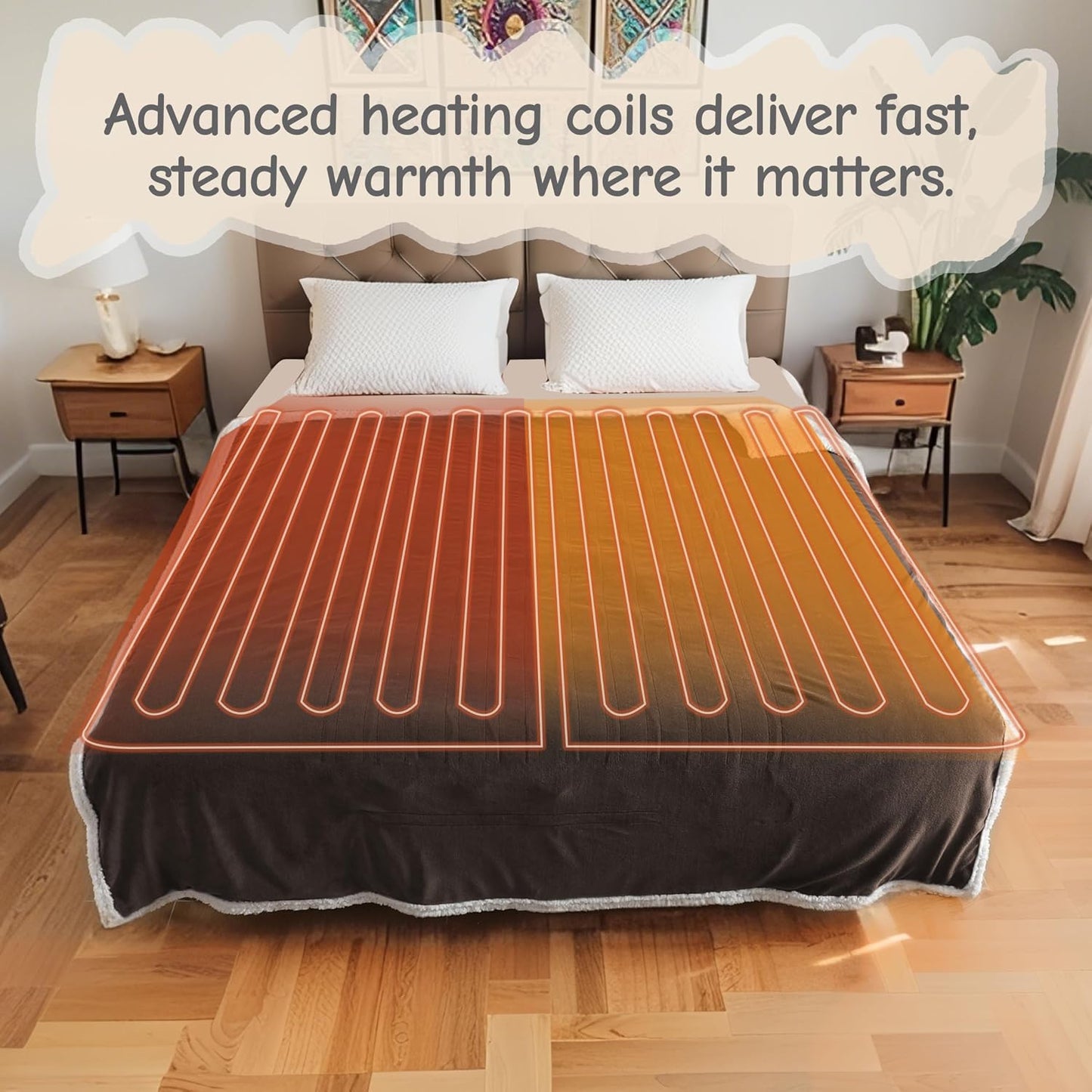 Soypipo Electric Heated Throw Blanket 50"x60", Faux Fur Plush with 4 Heat Settings & 2/4/8/10H Auto Shut-Off, Overheat Protection, Machine Washable, for Office & Chair, Dark Grey