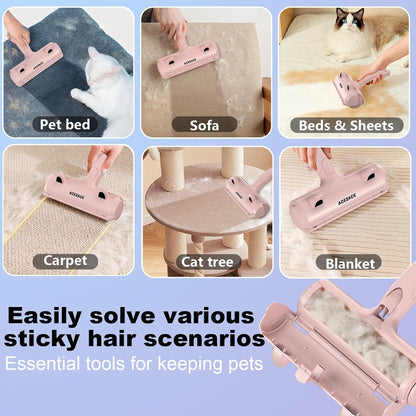 ACE2ACE Pet Hair Remover, Reusable Lint Roller for Cat and Dog Hair, White | Self Clean Cat Hair Remover with Dust Bin, Dog Hair Remover for Couch, Furniture, Carpet, Sofa and Bedding