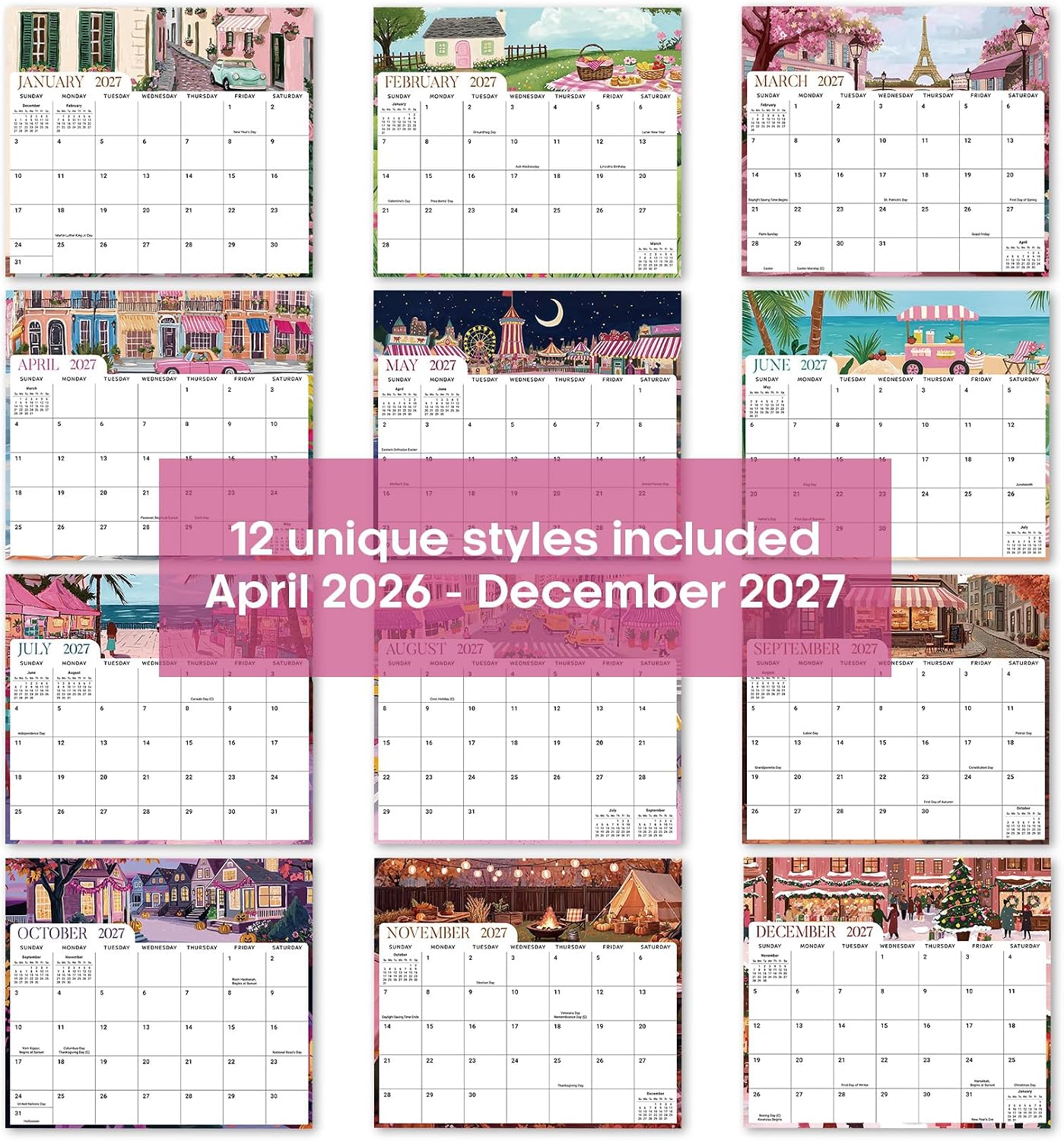 2026-2027 Magnetic Calendar for Refrigerator, Apr 2026-Dec 2027 | 21-Month Fridge Calendar 2026-2027 for Home Planning, Scheduling and Easy Organization, Greenery