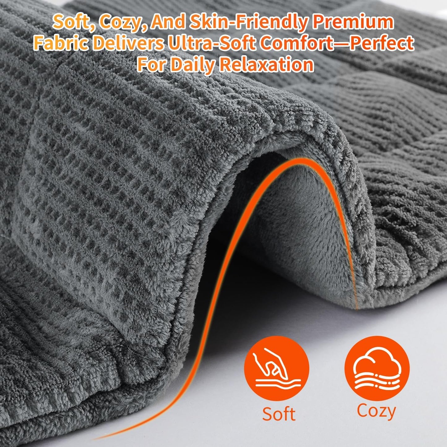 Heating Pad for Back - Weighted Heated Pad for Neck, Shoulder, Cramps and Knee, 3 Massage Modes & 3 Heat Levels, Auto Shut Off, Warm Gifts for Adult, 12"x24"