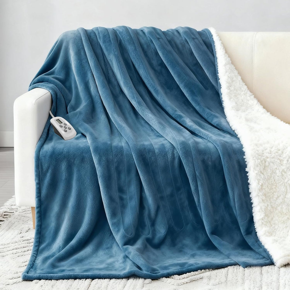 Heated Blanket Electric Throw Blanket with Built-in Button Controller 50"x60" One-Touch Ultra Cozy Soft Warm Heating Electric Blanket with 4 Heat Levels & 4 Hours Auto-Off Overheat Protection