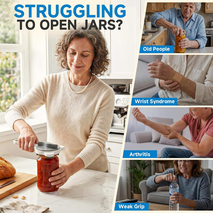 2026 Upgraded 4-in-1 Jar Opener - Adjustable Stainless Steel Lid Remover for Seniors & Arthritis Sufferers, Fits Kitchen Jars, Bottles & Cans Blue