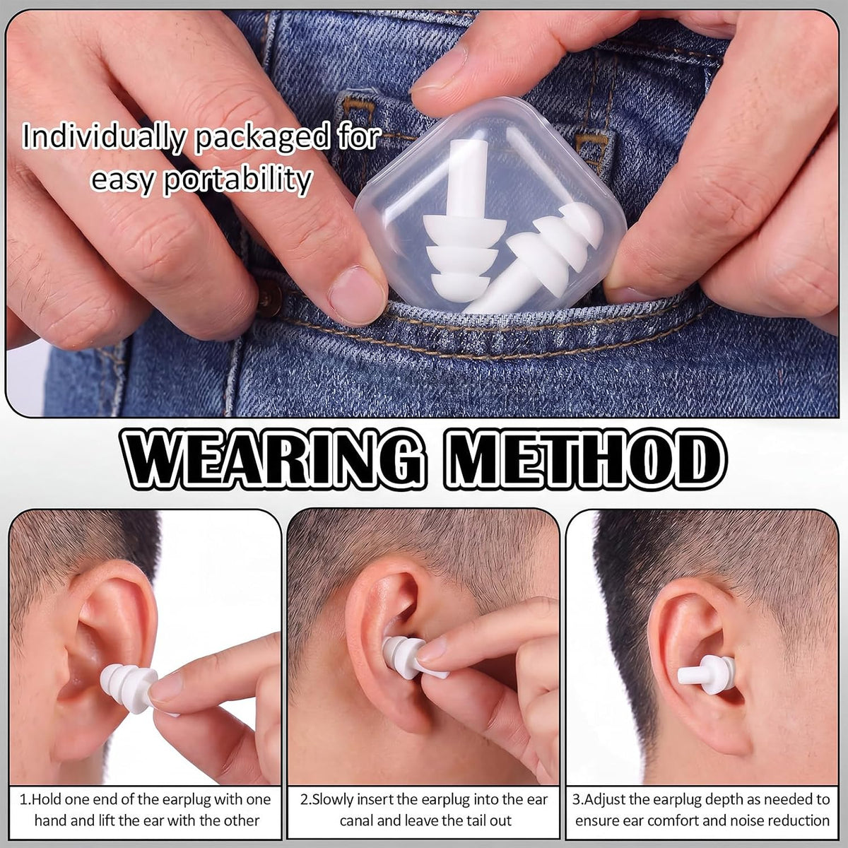 24 Pairs Black Ear Plugs Bulk NRR 29dB Reusable Silicone Ear Plugs with Plastic Cases Soft Foam Plug for Sleeping Noise Cancelling Concerts Shooting Swimming Noise Reduction