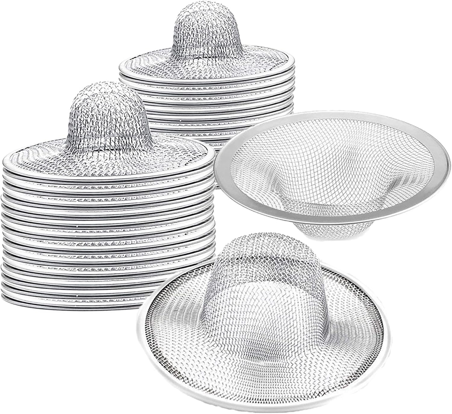 2 pcs Heavy Duty Stainless Steel Slop Basket Filter Trap, 2.75" Top / 1" Mesh Metal Sink Strainer,Perfect for Kitchen Sink/Bathroom Bathtub RV Wash Basin Floor Drain Balcony Drain Hole