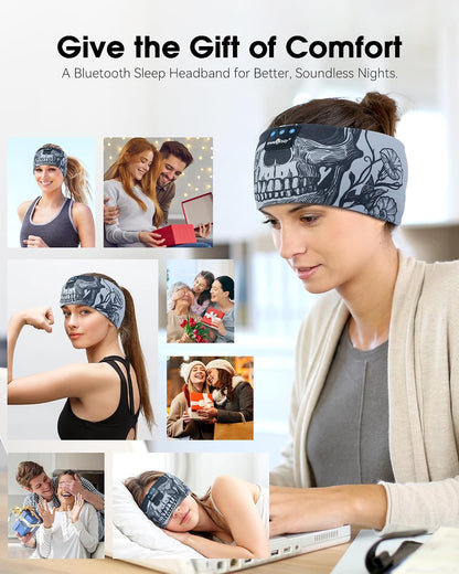 MUSICOZY Sleep Headphones Bluetooth Headband Headphones for Side Sleepers | Sleeping Headbands Wireless Sports Earphones Sweat Resistant Earbuds for Workout Running Cool Gadgets Unique Gifts for Women