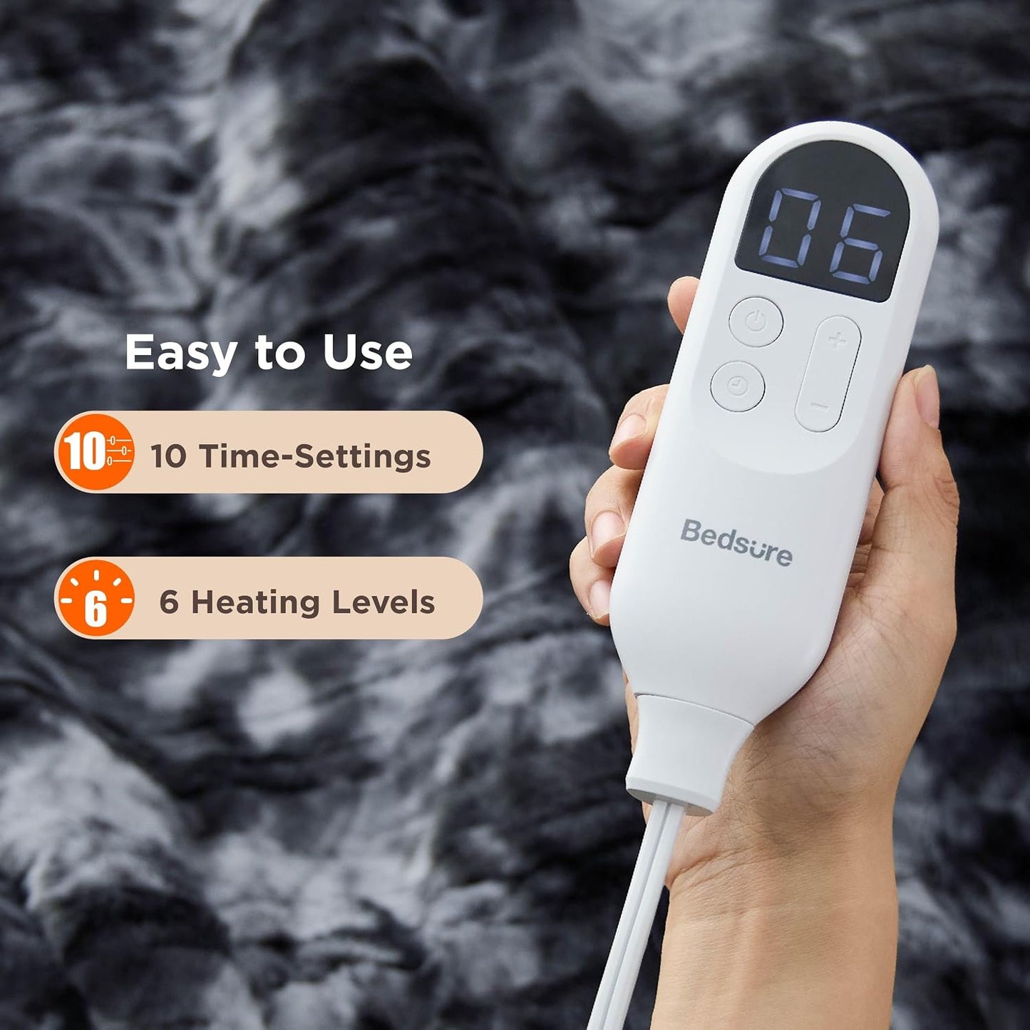 Bedsure Heated Blanket Throw Blanket with Preheat Function - Fast Heating Electric Blanket, Soft Flannel Throw with 6 Time Settings(Up to 10H), 6 Heating Settings, Gifts for Grandma (50"x60", Grey)
