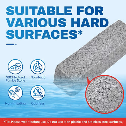 Vacplus Toilet Brush, 2 Pack, 100% Pumice Stone, Long Handle | Toilet Bowl Cleaner, Pool, Bathroom Sink, Removes Limescale Rust