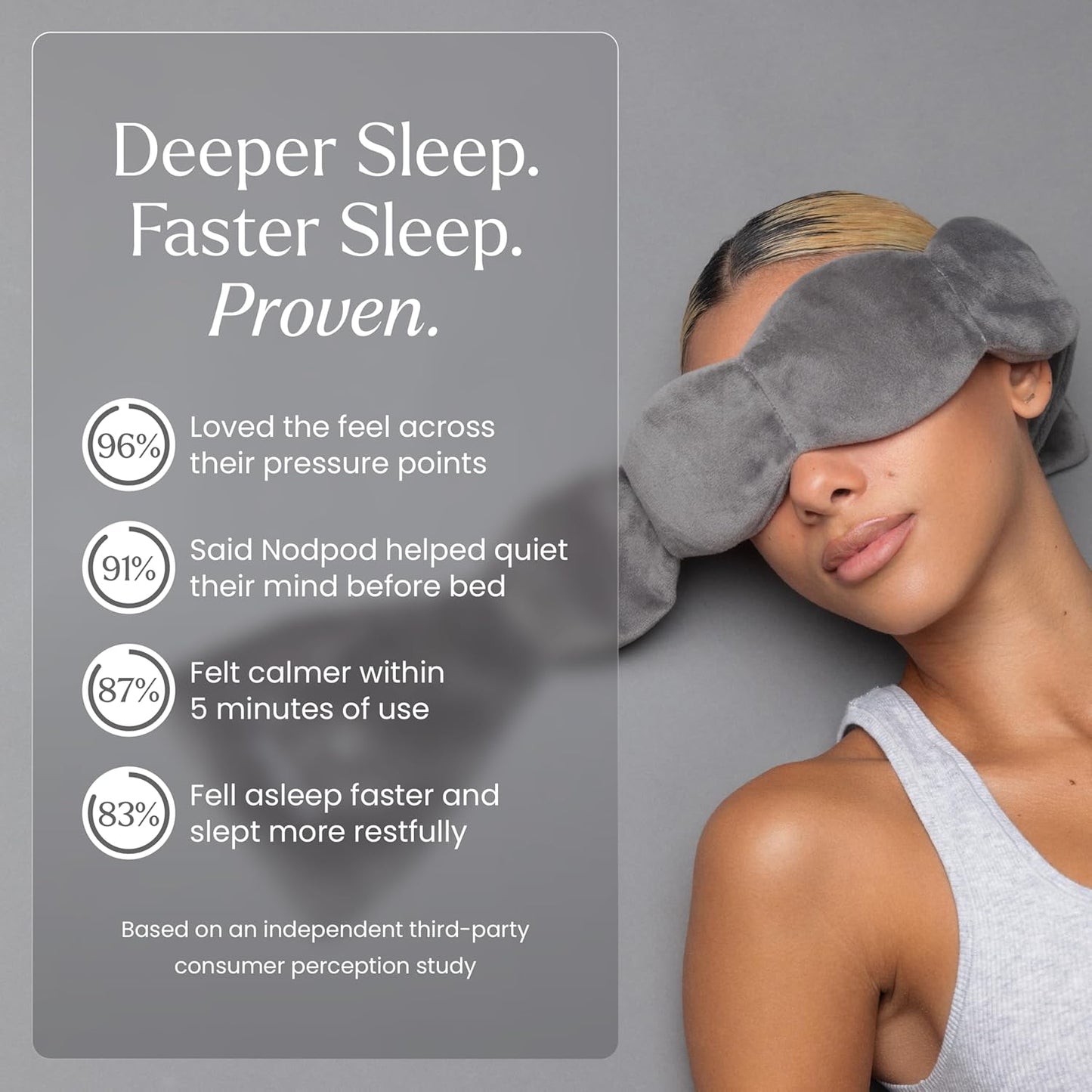 Nodpod Mineralized Silk Gentle Pressure Sleep Mask - Strap-Free, Light-Blocking Design for Sleep, Travel & Relaxation - Weighted Eye Pillow, Machine Washable (Willow)