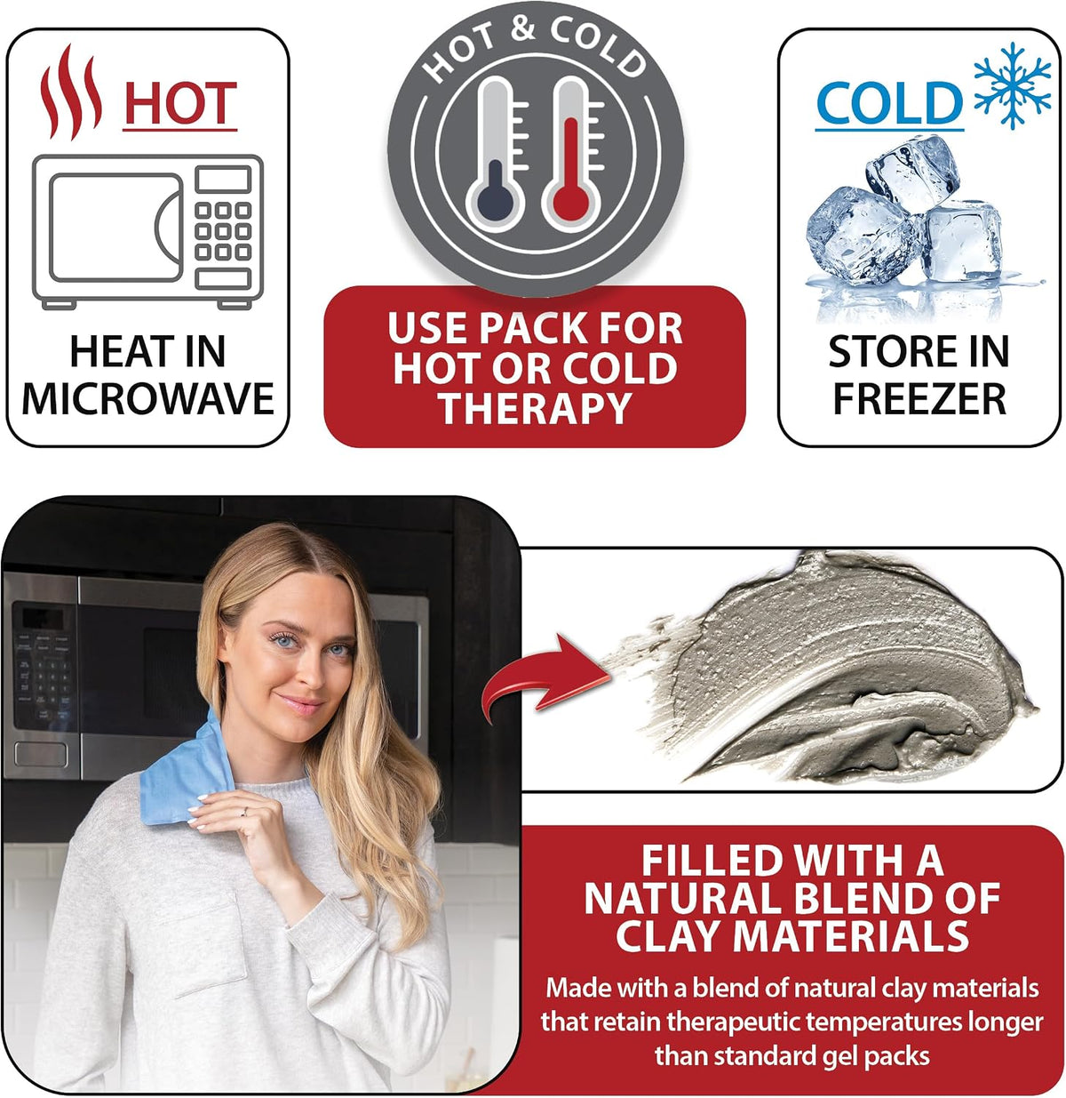 Reusable Hot & Cold Therapy Pack for Knee Back & Shoulder Pain-Trisectional