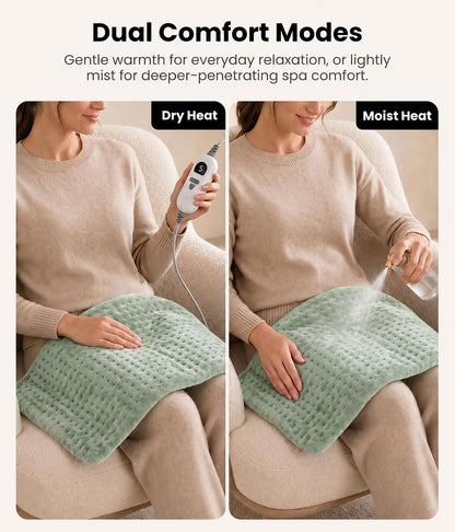 Electric Heating Pad for Back, Cramps, Shoulder, Moist & Dry Heat, 12"x24"