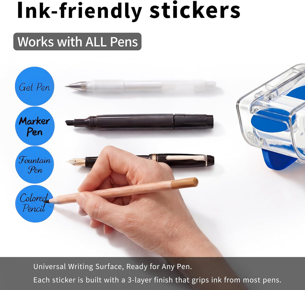 300 PCS Blue Dot Stickers with Sticker Dispenser,Round Coding Labels Circle Dots Labels Stickers,Circle Dot Stickers Label Sticker for Office,Classroom,Small Business,Papers