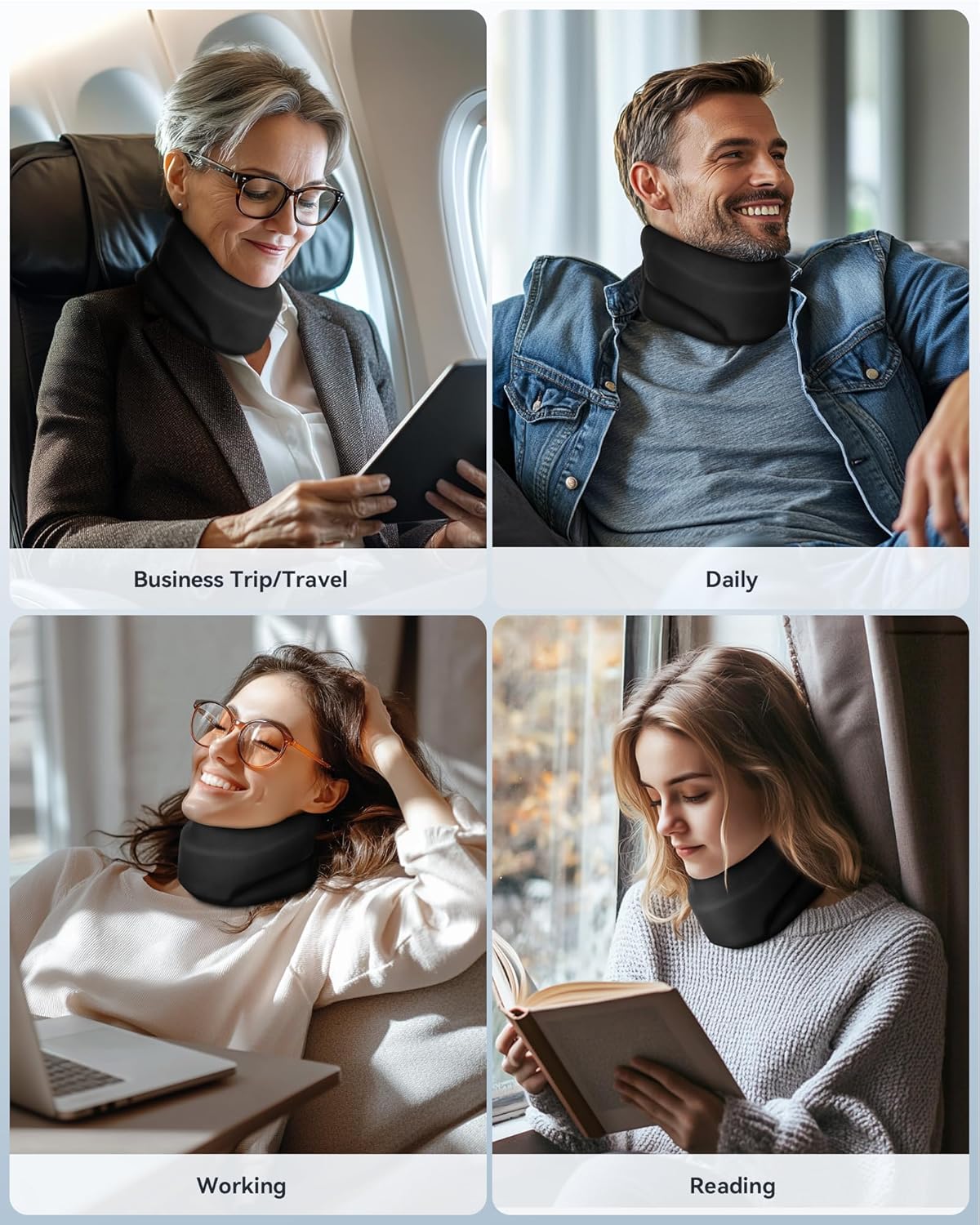 Heated Neck Brace Cervical Collar - Neck Support Brace with Heating Pad, Soft Foam Wraps Keep Vertebrae Stable and Aligned for Relief of Cervical Spine Pressure for Women & Men Black (L Size)