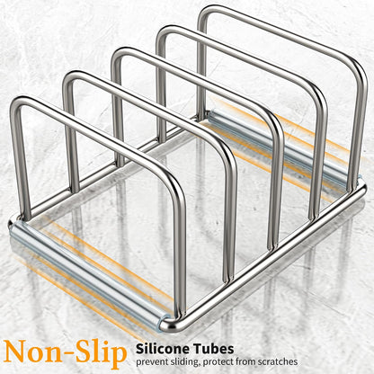 Cutting Board Organizer Holder Stand, Stainless Steel, 1PC(1.0in) | 4 Slots, For Baking Sheet and Cookie Sheet, Storage Rack