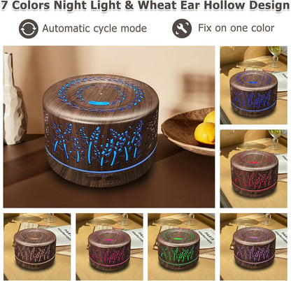 Diffusers for Essential Oils Large Room 600ml,Essential Oil Diffusers for Home with R/C,Cool Mist Humidifier,7 Colors Lights & 3 Mist Mode Waterless Auto Off for Office