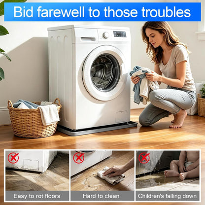 Silicone Washing Machine Drain Pan, 32"x 30" Raised Edge Drip Tray | Thickened silicone; Anti-slip & anti-vibration; Soft & foldable; Protect floors & laundry rooms; Fits most washer or dryer