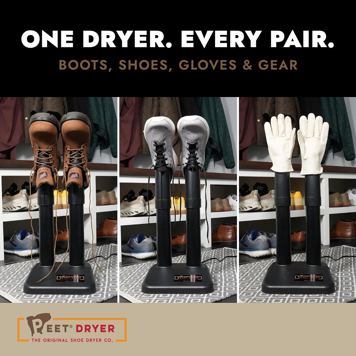 PEET, Original Dryer, Electric Shoe Dryer, Work Boots, Outdoor Gear, Athletic Gear, Silent,Energy-Efficient, Made in USA