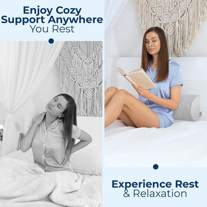 5 STARS UNITED Knee Pillow for Back Sleeping – Half Moon Bolster Pillow for Legs, Under Knee Pillow for Sleeping on Back, Memory Foam Leg Pillow for Back Pain, White