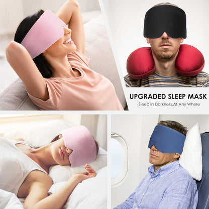 FRESHME Pure Handmade Cotton Sleep Mask - Blackout Eye Mask with Adjustable Velcro Soft and Comfortable Eye Blinder Shade for Men Women Travel Office Nap Airplane Blue