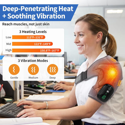Shoulder Heating Pad Cordless, FSA Eligible Items List Shoulder Massager for Pain Relief Deep Tissue, Heated Shoulder Brace Wrap HSA Approved Products Only