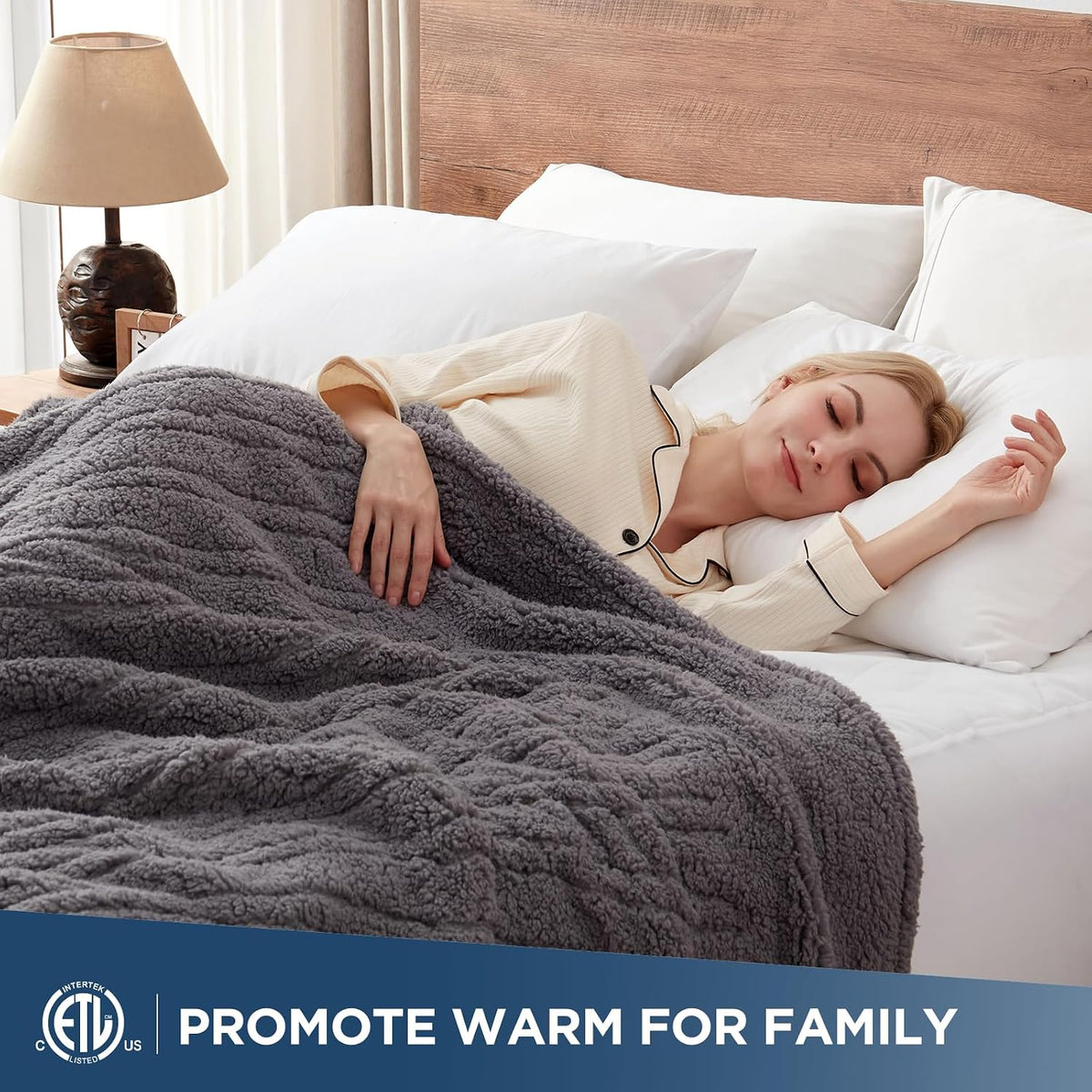 Westinghouse Electric Blanket Heated Throw, 6 Heat Settings, Grey