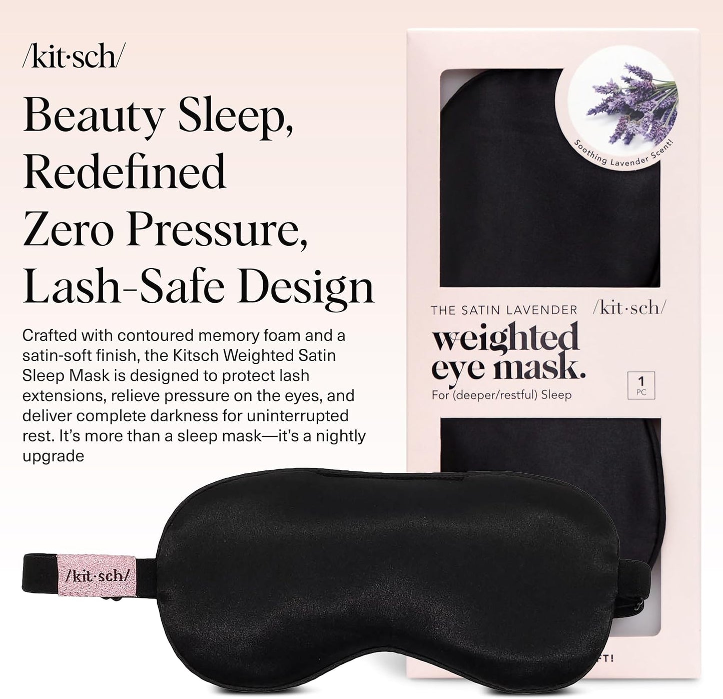 Kitsch Contour Satin Sleep Mask | Eye Masks for Sleep - Blush | Softer Than Silk Sleep Mask, Blindfold Sleep Masks for Women & Men, No Eye Pressure, Lightweight Eye Mask, Travel Essentials